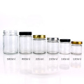 wholesale clear 120ml 160ml 220ml 330ml 400ml 580ml cylinder honey glass storage jar with metal cap